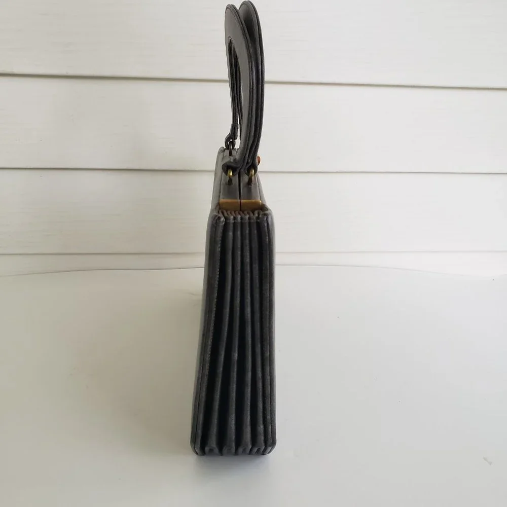 Vintage 60s Susan Gail Original accordion style top handle marble grey handbag - Picture 10 of 12